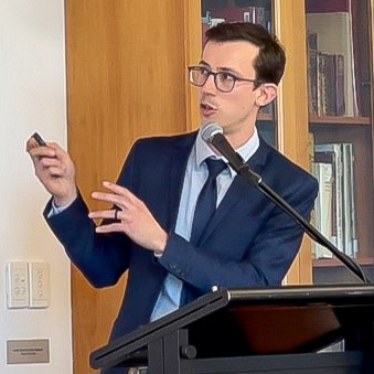 Jake Heading presenting at an education event